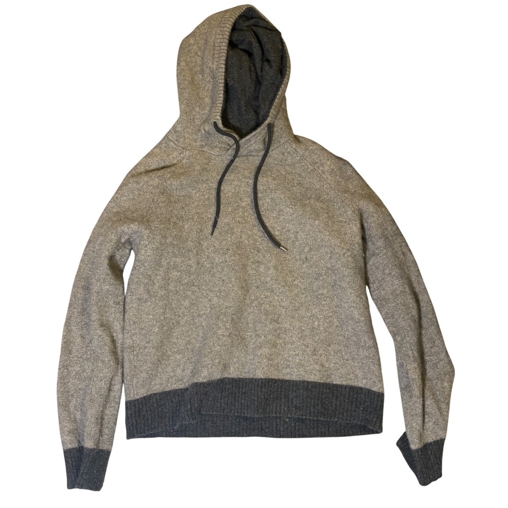H&M LOGG Wool Blend Hoodie XL Grey Knit Pullover Raglan Sweater